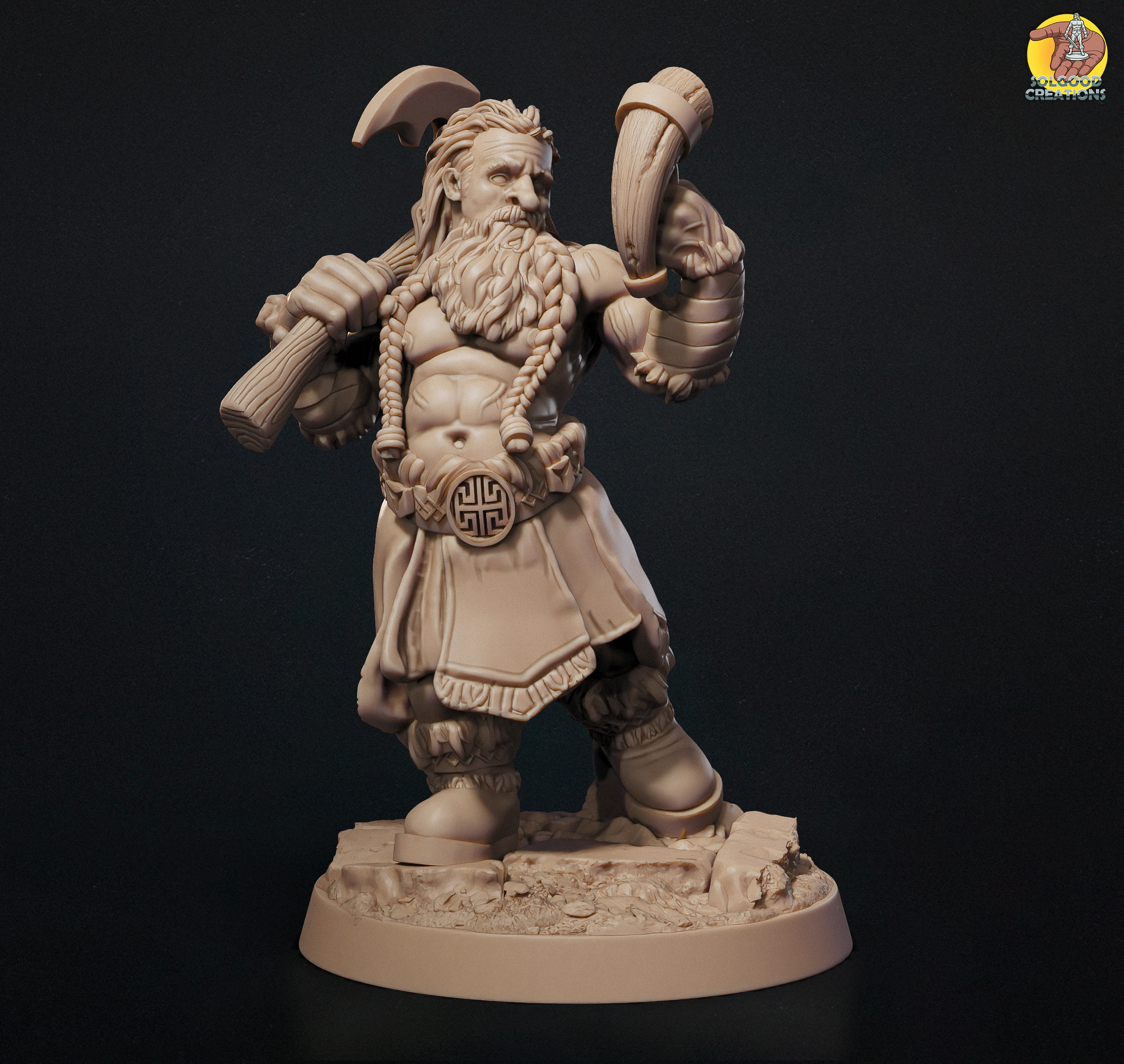 Scarskin Dwarf, Dag the Drinker, Male Dwarf Fighter - 32mm | Pre-Supported